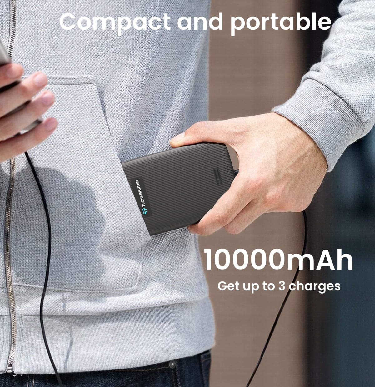 Magnetic 10000Mah Wireless Power Bank, 18W USB-C PD Portable Charger. Compatible with Iphone 14, 13, 12 Only