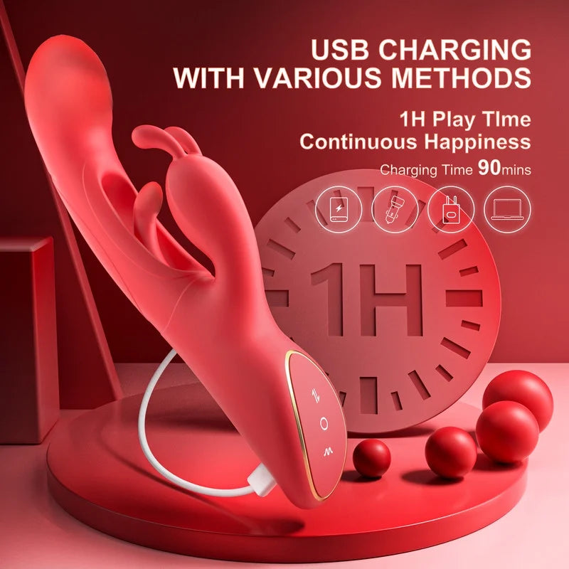 Female Sex Toys Thrusting Rabbit Vibrator for Women with 7 Powerful Vibrations & 4 Flapping Modes, Waterproof Adult Toy