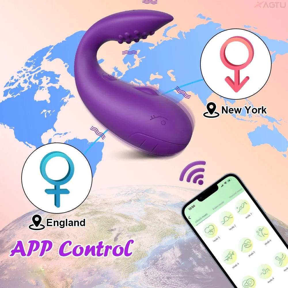 Wearable Vibrator, APP Remote Control Vibrating Panties with 9 Vibrating Modes for G Spot Purple